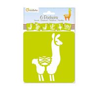 Avenue Mandarine PO007O - Un lot de 6 pochoirs 15,4x22,3 cm avec notice incluse, Lama/cactus