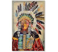 AVENUELAFAYETTE Cadre Toile Tableau Chef Indien d'Amérique - 60 x 40 cm (M2)