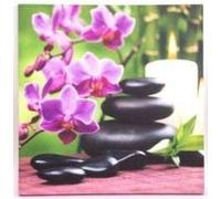 AVENUELAFAYETTE Cadre Toile Tableau Zen Galet - Spa - Bougie et orchidée - 40 x 40 cm (M6)