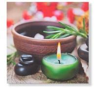 AVENUELAFAYETTE Cadre Toile Tableau Zen Spa Bougie Galet et Plante - 40 x 40 cm (M4)