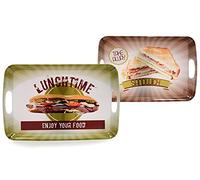AVENUELAFAYETTE Plateau Repas Déco Nourriture - Sandwich Vintage Rétro - 38 x 25 cm (Vert - Lunch Time)
