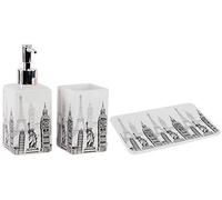 AVENUELAFAYETTE Set de 3 pièces céramique Salle de Bain décor Londres New York et Paris