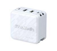 AVerMedia GC313PRO-WHITE Chargeur Secteur Universel 100W Power Delivery 3.0, 2x USB-C, 1x USB 2.0, GaN, Protections multiples, câble 2m, Blanc