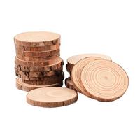 Avernest 18 Pcs Rondin de Bois Sans Trou Avec Écorce Disques Bois Brut Diamètre 9-10cm Fait Main écologique four Marque Place Mariage Naturel Décoration Noël Rustique Ornement de Sapin en Bois