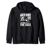Avertissement Amusant « Before You Open The Gate Bulldog » Sweat à Capuche
