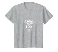 Avertissement Amusant « Calm Yourself Before I Do Te Calmas o Te Calmo » T-Shirt, Enfant, Gris Chiné, 3 Ans