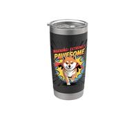 Avertissement : chien super-héros Shiba Inu Extrêmement Pawesome Gobelet isotherme en acier inoxydable double paroi