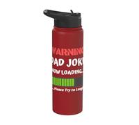 Avertissement : Dad Joke Now Loading Please Try to Laugh Funny Stainless Steel Insulated Water Bottle