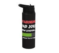 Avertissement : Dad Joke Now Loading Please Try to Laugh Funny Stainless Steel Insulated Water Bottle