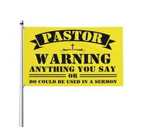 Avertissement du pasteur : tout ce que vous dites ou faites peut être utilisé dans un sermon. Drapeau 3 x 5 - Jésus 2024. Panneau de jardin extérieur chrétien.