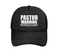 Avertissement du Pasteur : Tout Ce Que Vous Dites Ou Faites Pourrait Être Utilisé dans Un Sermon Unisexe Chapeau Séchage Rapide Casquette Trucker Respirant Baseball Cap pour Randonnée Voyage Été