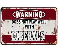 Avertissement : Est-ce que ça fait bon travailler avec les libéraux ? Plaque en métal style rétro, décoration murale humoristique, pour café, maison, cuisine, garage, salle de bain, ferme, jardin, b