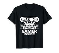 Avertissement Gamer Inside Funny Retro Gaming Humour T-Shirt Graphique avec Valeur