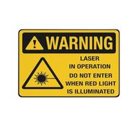 Avertissement laser en fonctionnement Do Not Enter When Red Light Is Illuminated 30,5 x 20,3 cm Aluminium Métal Signage d'avertissement avec symbole pour une utilisation en intérieur et en extérieur