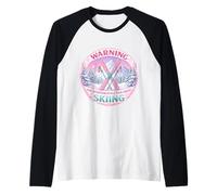 Avertissement Peut Parler spontanément du Ski Femme skieuse Ski Manche Raglan