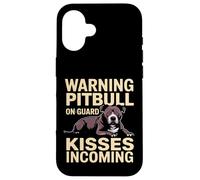 Avertissement Pitbull on Guard Bisous entrants Drôle Coque pour iPhone 16
