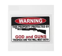 Avertissement protégé par Dieu et Les Armes à feu, Autocollant de Voiture en PVC 13.6CM × 8.8CM(1PCS)