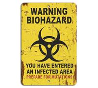 Avertissement Risque biologique Entrée dans une zone infectée Panneau jaune rustique enseignes en métal affiche vintage metal deco 12x8 inch/30x20cm