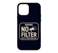 Avertissement sans Filtre Ask At Your Own Risk Funny Sarcastic Coque pour iPhone 12 Mini