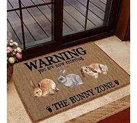 Avertissement vous entrez maintenant dans la zone de lapin paillasson intérieur et extérieur cadeau de maison chaleureuse cadeau de tapis de bienvenue pour les amoureux Home chambre cadeau 16"x24"
