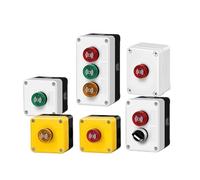 Avertisseur sonore clignotant universel AC/DC 24 V 110 V 220 V avec LED rouge, verte et jaune, signal sonore intermittent et interrupteur à bouton.(3H-RGY,220V)