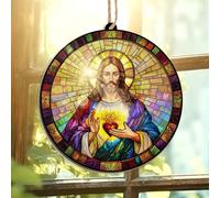 AVERXO Cadeaux chrétiens de Noël pour femme - Attrape-soleil - Décorations de Noël 2025 - Cadeaux spirituels catholiques pour femmes chrétiennes, maman, cœur sacré religieux, décoration d'intérieur et