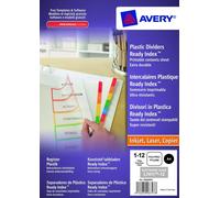 AVERY - Intercalaires ReadyIndex à 12 touches numériques (1-12) en couleurs assorties, Page de sommaire personnalisable et imprimable, Format A4, Matière carte,