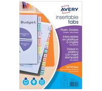 Avery – Intercalaires à onglets 05614501 – Bristols repositionnables polypropylène A4 12 touches Blanc