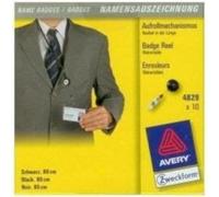 AVERY - 10 Enrouleurs Rétractables pour Badges avec Lanière Bouton Pression - Fil Extensible 80 cm - Clip Métal Ceinture ou Poche - Compatibles avec Tous Types de Porte-Cartes - Coloris Noir