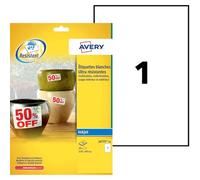 Avery Étiquettes plastiques J4775-10 210 x 297 mm film polyester blanc fixation permanente 10 pcs