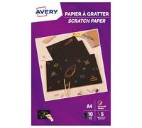 Avery - 10 feuilles de papier à gratter + 5 batônnets en bois