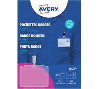 Avery 10 Pochettes Badges Transparentes Avec Tours De Cou Noirs 16 Inserts 90 X 60 Mm Impression Laser/Jet D'encre (4825)