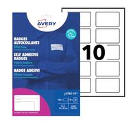 Avery - 150 badges adhésifs en polyester soyeux Jet d'encre blanches 80 x 50 mm - badges autocollants textiles à personnaliser facilement - impression compatible jet d'encre - code L4785-15