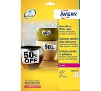 Avery 160 Etiquettes Autocollantes Ultra-Résistantes - 99,1x 67,7mm - Impression Laser - Blanc (L4715)