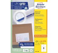 Avery 1600 Etiquettes Autocollantes Multi-usages (8 par Feuille) - 105x74mm - Impression Laser - Jet d'Encre - Blanc (3427)
