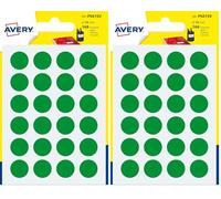 AVERY - 168 pastilles, Planche A6, Vert, 15 mm (Lot de 2)