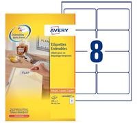 AVERY - 200 Étiquettes Amovibles Blanches Personnalisables - Format 96 x 63, 5 mm - Impression Laser et Jet d'Encre
