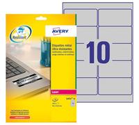 Avery Plaques signalétiques L6012-20 96 x 50,8 mm polyester argent 200 pc(s) fixation permanente
