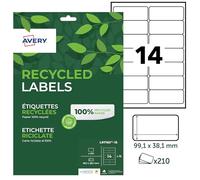 AVERY - 210 Étiquettes Autocollantes Blanches Personnalisables - 100% Recyclées - Format 99,1 x 38,1 mm - Impression Laser et Jet d'Encre
