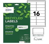 AVERY - 240 Étiquettes Autocollantes Blanches Personnalisables - 100% Recyclées - Format 99,1 x 33,9 mm - Impression Laser et Jet d'Encre