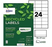 AVERY - 2400 Étiquettes Autocollantes Blanches Personnalisables - 100% Recyclées - Format 70 x 37 mm - Impression Laser et Jet d'Encre