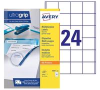 AVERY - 2400 Étiquettes Multi-Usages UltraGrip Personnalisables - Sans Bourrage - Format 50 x 50 mm - Impression Laser, Jet d'Encre et Copieur