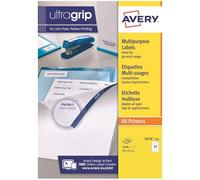 AVERY - 2400 Étiquettes Multi-Usages UltraGrip Personnalisables - Sans Bourrage - Format 70 x 37 mm - Impression Laser, Jet d'Encre et Copieur