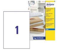 Avery - Clair - A4 (210 x 297 mm) 25 étiquette(s) (25 feuille(s) x 1 étiquettes d'adresses transparentes G