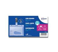 AVERY - 25 Porte-Cartes Rigides Transparent Givré avec Clip Métal - Format 54 x 85 mm - Pour Badge, Carte Magnétique ou Carte d’Accès - Système de Blocage et Encoches de Retrait Facile