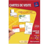AVERY - Pochette de 250 cartes de visite micro-perforées (185g/m²). Personnalisables et imprimables. Format 85 x 54 mm. Impression jet d'encre.