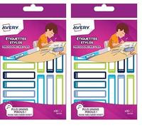 Avery - 30 Étiquettes autocollantes résistantes pour marquer les Stylos, Crayons, Feutres. Parfait pour l'école, la maternelle, le collège. Design bleu/vert, 50 x 10 month (Lot de 2)