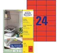 Avery-Zweckform 3448 Etiquette universelles 70 x 37 mm papier rouge 2400 pc(s) fixation permanente imprimante à jet d'encre
