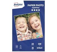 Avery Papier photo A4 230 g/m² brillant – 35 feuilles – Impression jet d'encre