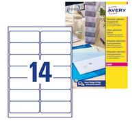 Avery 350 Etiquettes Autocollantes (14 par feuille) - 99,1x38,1mm - Impression laser - Transparent - L7563